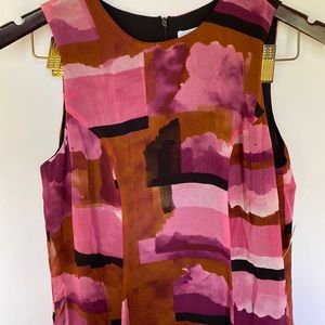 Flowing dress uneven hem zipper back sleeveless size S